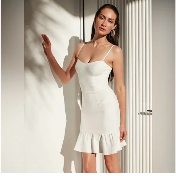 Dresses & Skirts - White Spaghetti-Strap Ruffle Hem Dress